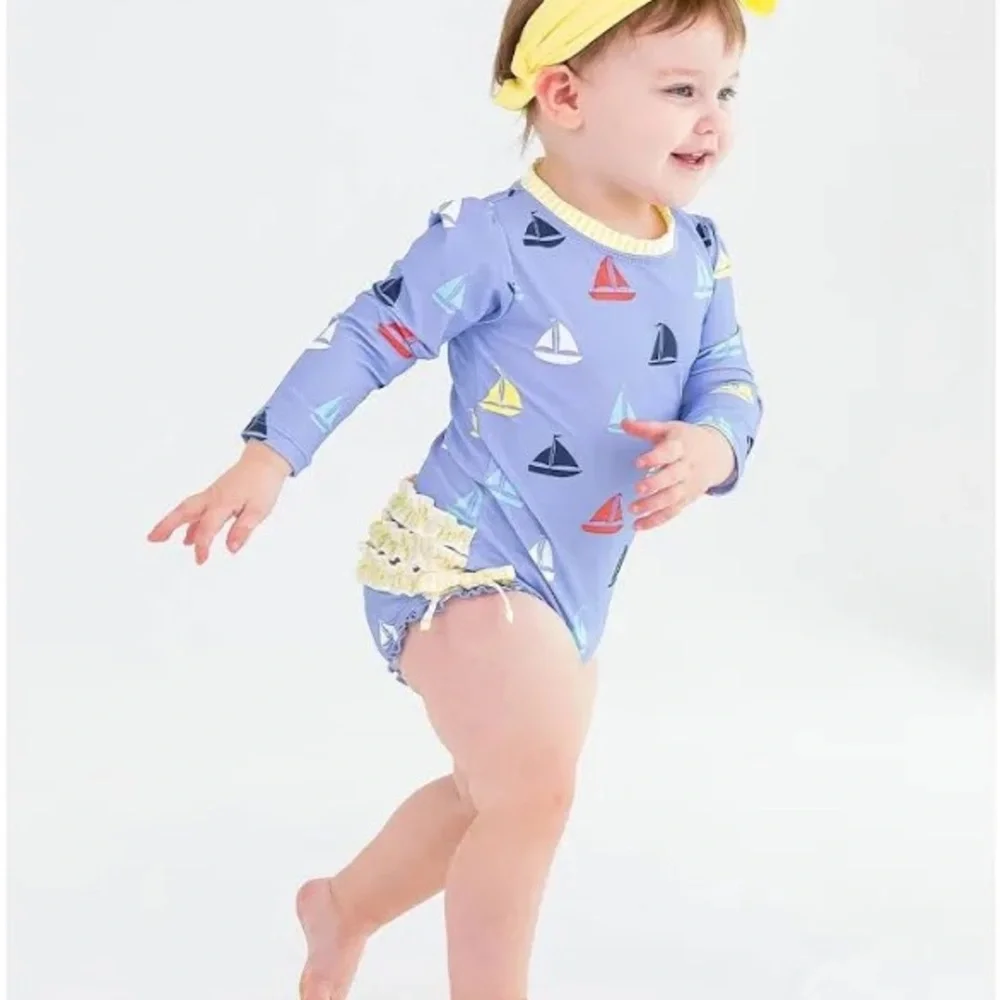 NWT Ruffle Butts Long Sleeve Rash Guard 3-6M - Picture 4 of 6